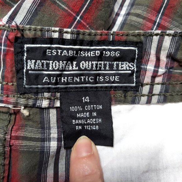 National Outfitters Women's Green Tartan Plaid Bermuda Shorts - Picture 4 of 5